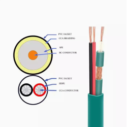 CABLE COAXIAL KX6+ AVEC ALIMENTATION VERT (au mètre)